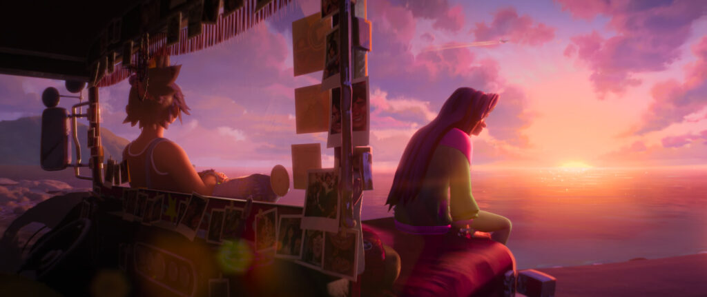 Duas garotas vendo o pôr do sol
